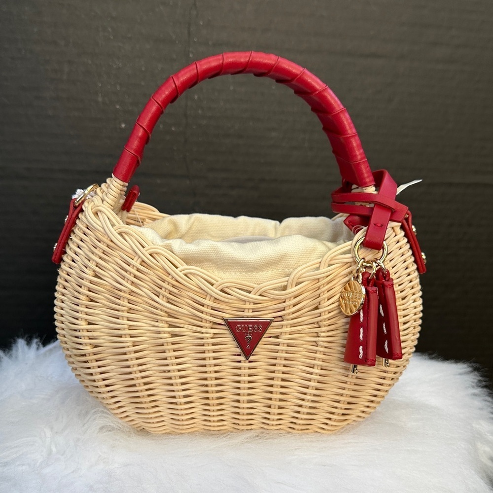New Guess Sveiney Straw Mini Shoulder Bag - Picture 2 of 11